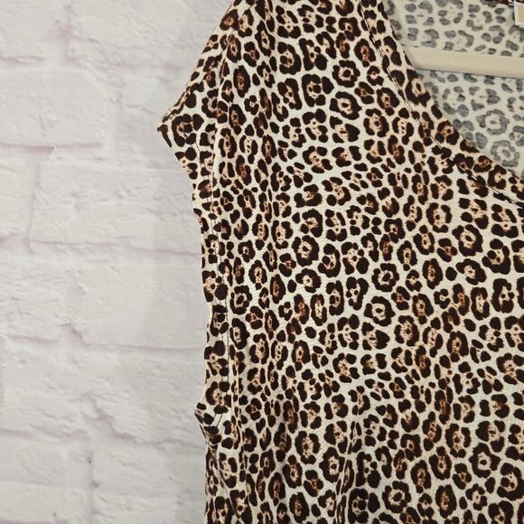 M Michael Michael Kors Leopard Print Women's Top Cheetah Short Sleeve Round Neck - Picture 3 of 8